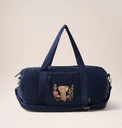 Botanical Elephant Velvet Overnight Bag