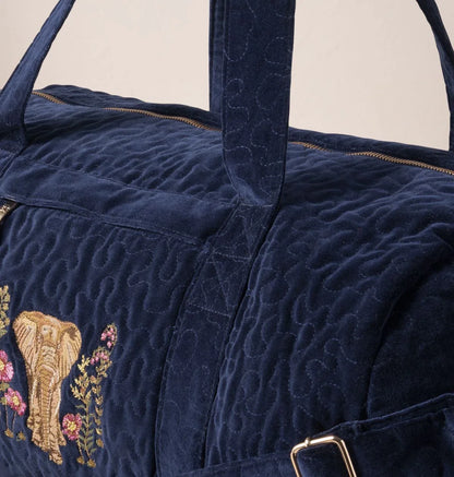 Botanical Elephant Velvet Overnight Bag