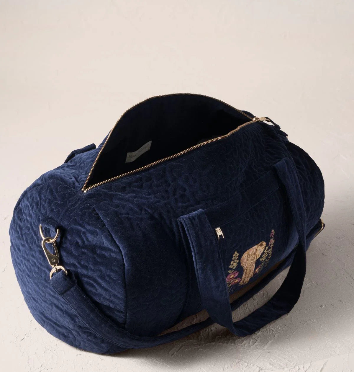 Botanical Elephant Velvet Overnight Bag