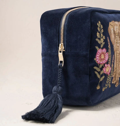 Botanical Elephant Velvet Wash Bag