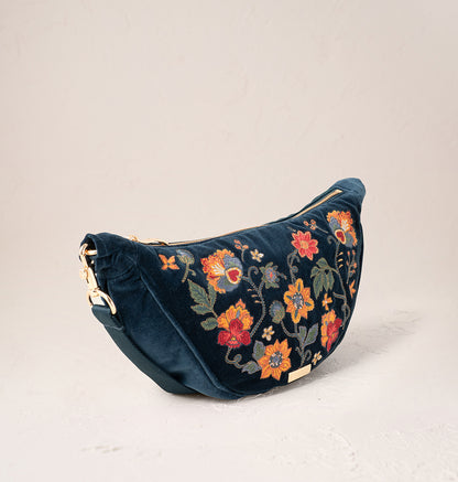 Botanical Garden Velvet Crossbody Sling Bag