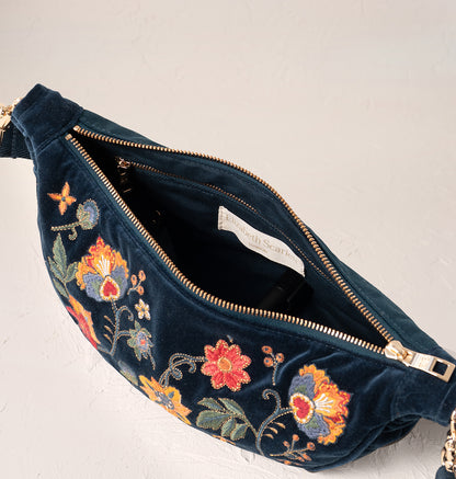 Botanical Garden Velvet Crossbody Sling Bag