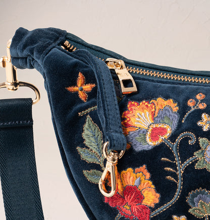 Botanical Garden Velvet Crossbody Sling Bag