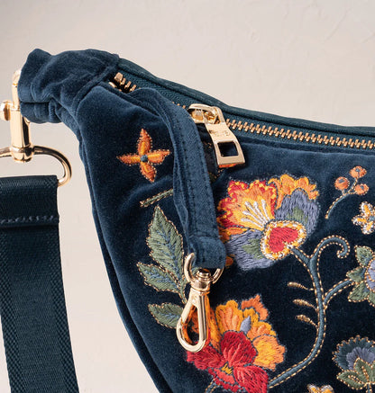 Botanical Garden Velvet Crossbody Sling Bag