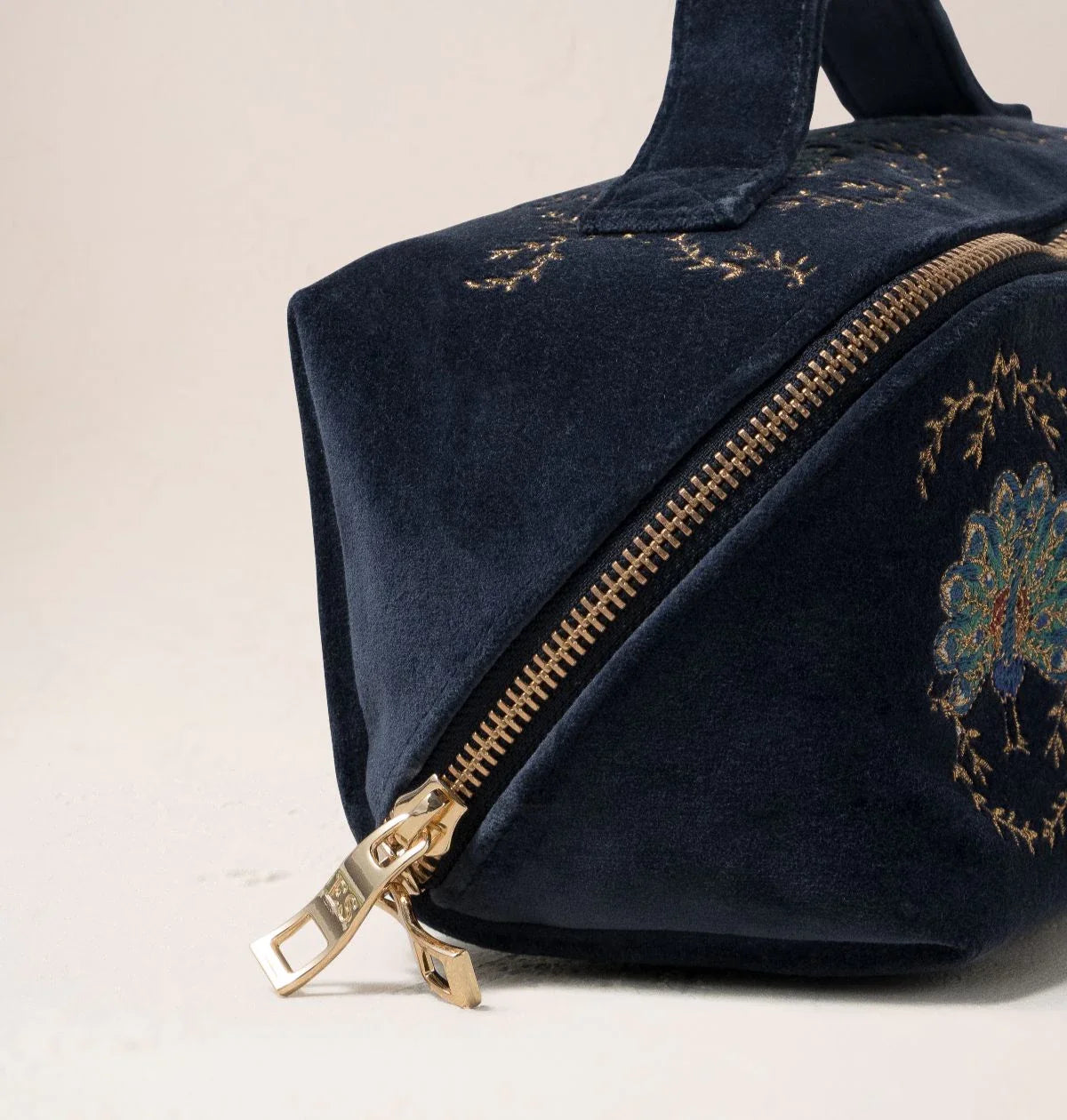 Botanical Peacock Velvet Open Flat Makeup Bag