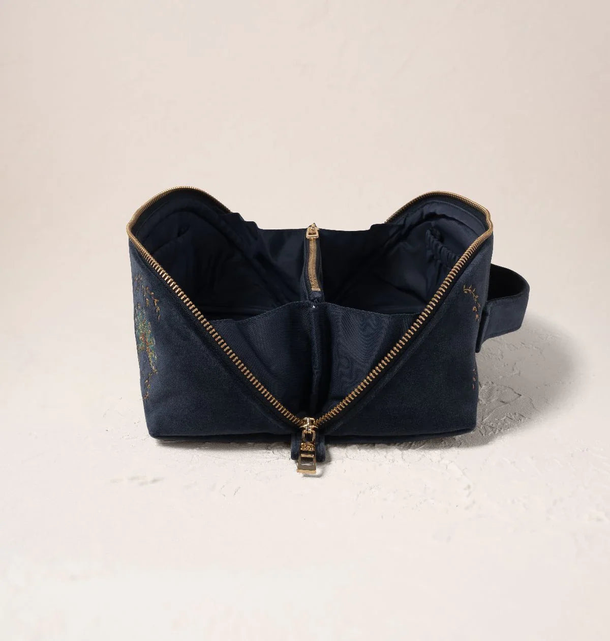 Botanical Peacock Velvet Open Flat Makeup Bag