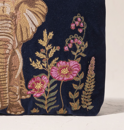 Botanical Elephant Velvet Everyday Pouch
