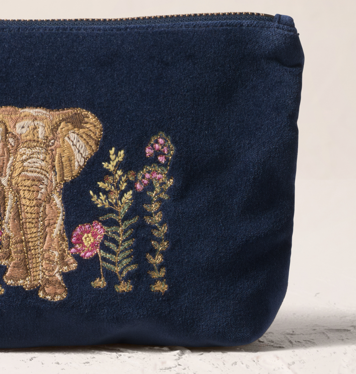 Botanical Elephant Velvet Mini Pouch