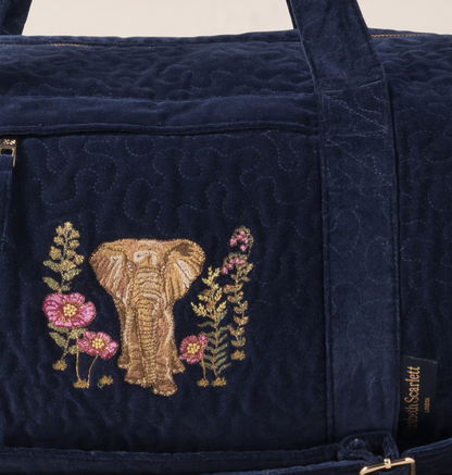 Botanical Elephant Velvet Overnight Bag