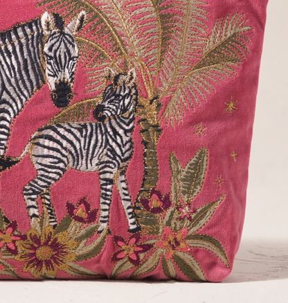 Botanical Zebra Velvet Everyday Pouch