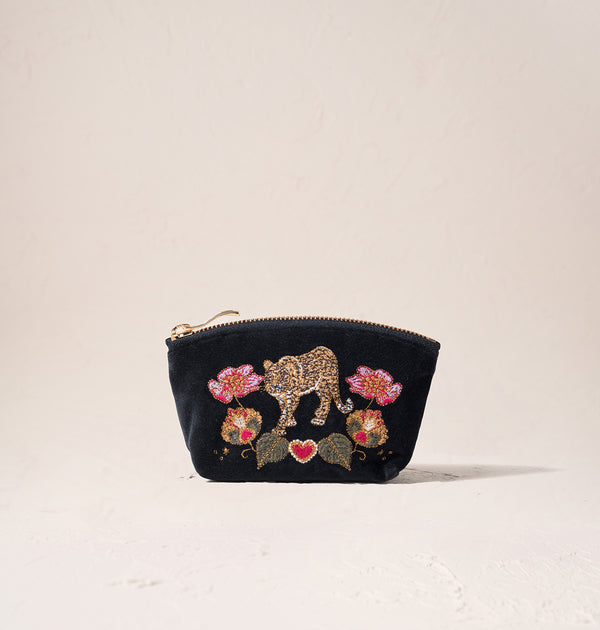 Celestial Leopard Velvet Coin Purse