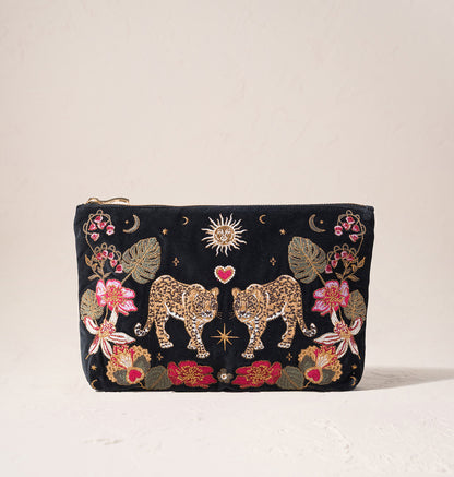 Celestial Leopard Velvet Everyday Pouch