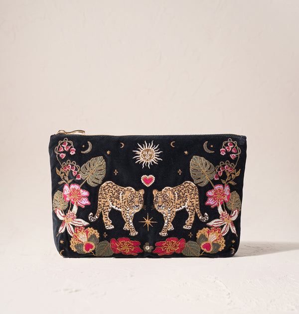 Celestial Leopard Velvet Everyday Pouch