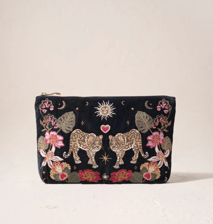 Celestial Leopard Velvet Everyday Pouch