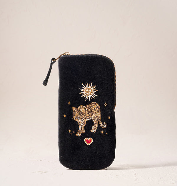 Celestial Leopard Velvet Glasses Case