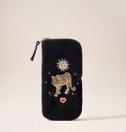 Celestial Leopard Velvet Glasses Case