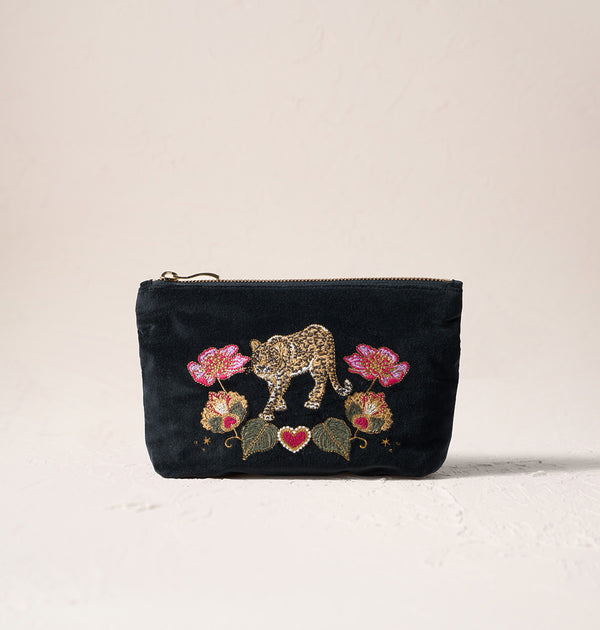 Celestial Leopard Velvet Mini Pouch