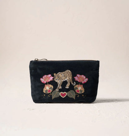 Celestial Leopard Velvet Mini Pouch
