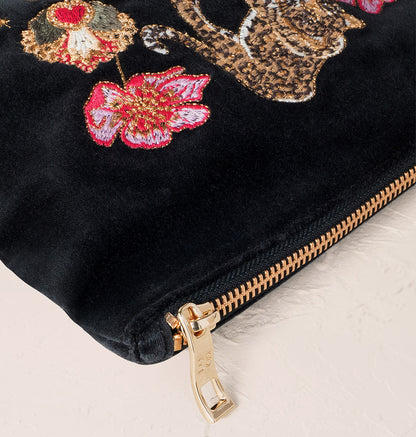 Celestial Leopard Velvet Mini Pouch