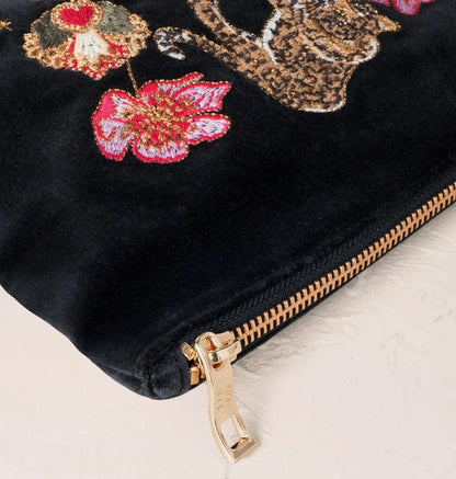 Celestial Leopard Velvet Mini Pouch