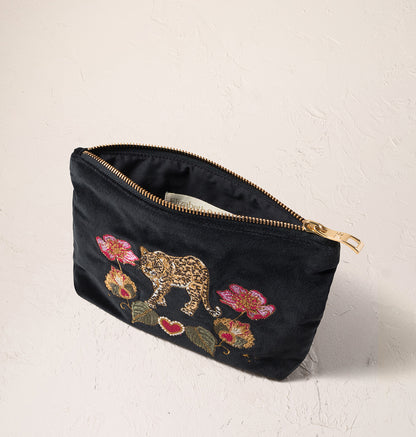 Celestial Leopard Velvet Mini Pouch