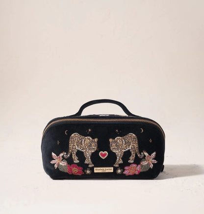 Celestial Leopard Velvet Open Flat Makeup Bag