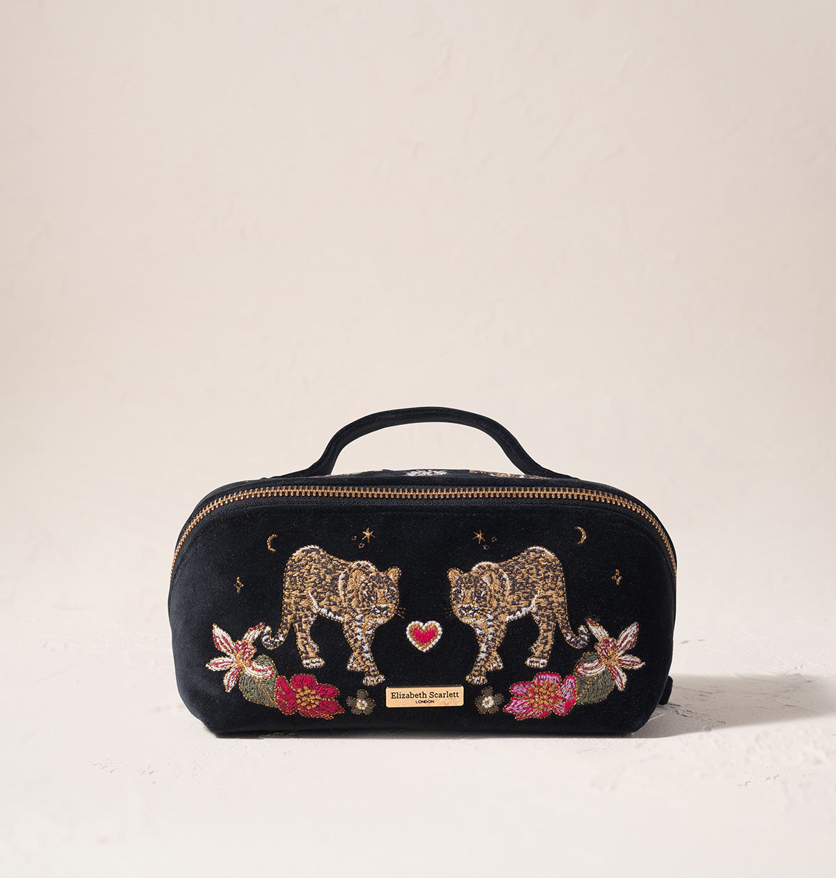 Celestial Leopard Velvet Open Flat Makeup Bag