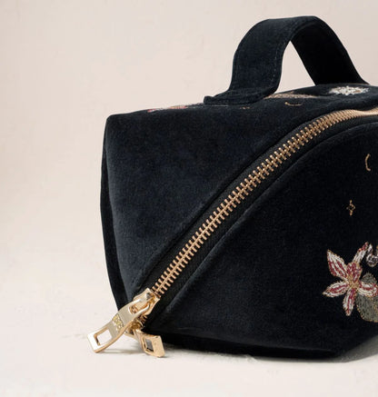 Celestial Leopard Velvet Open Flat Makeup Bag