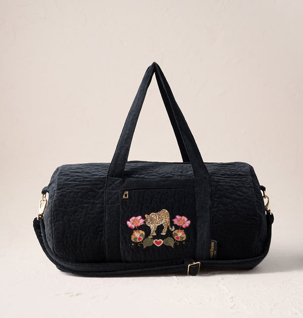 Celestial Leopard Velvet Overnight Bag