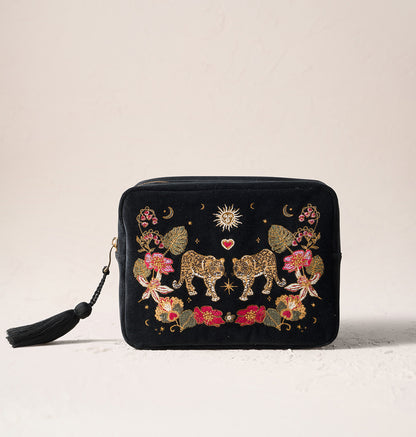 Celestial Leopard Velvet Wash Bag
