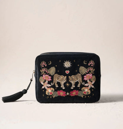 Celestial Leopard Velvet Wash Bag