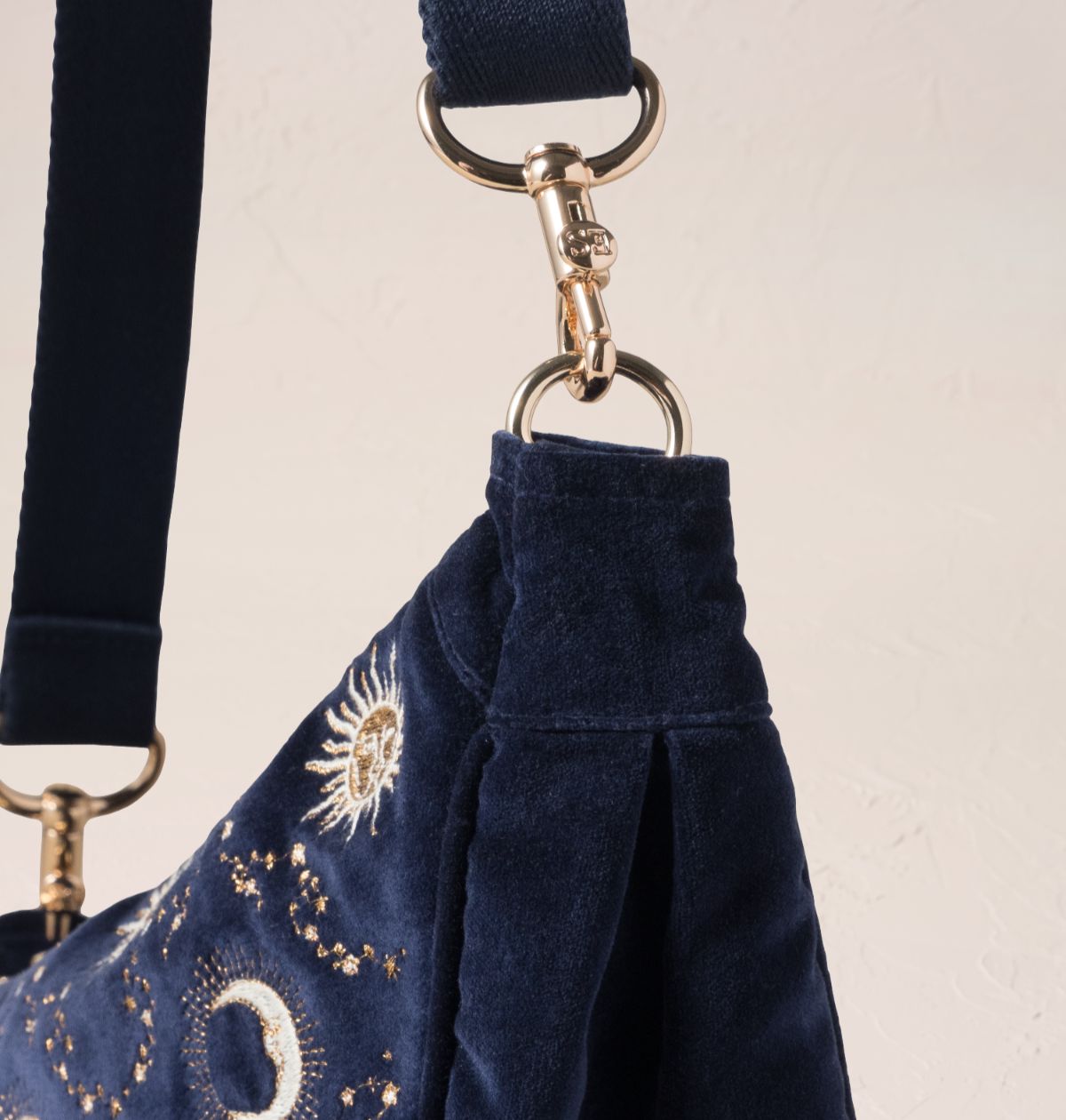 Celestial Sun & Moon Velvet Crossbody Sling Bag