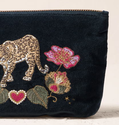 Celestial Leopard Velvet Coin Purse
