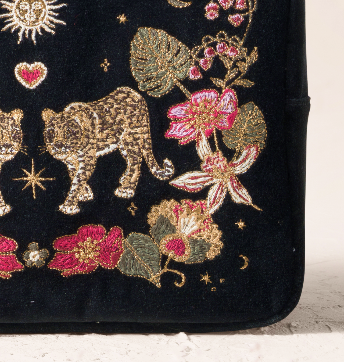 Celestial Leopard Velvet Wash Bag