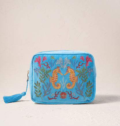Coral Seahorse Wash Bag