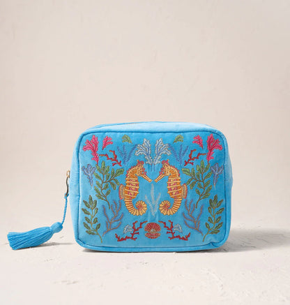 Coral Seahorse Wash Bag