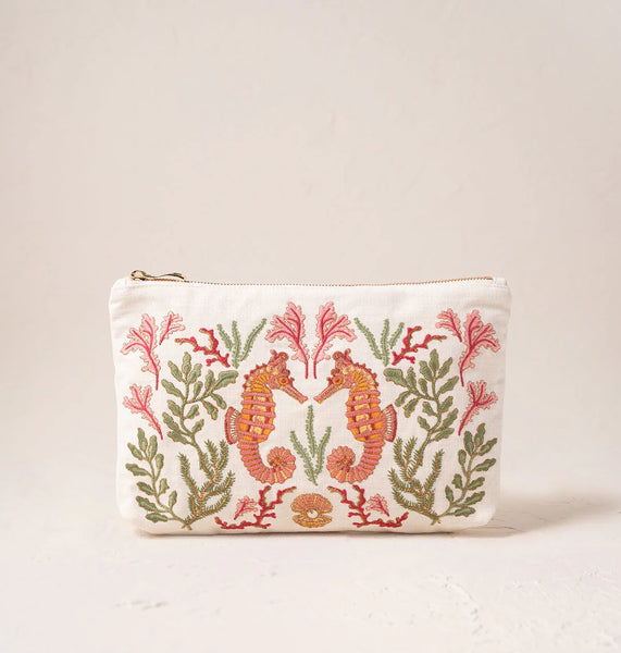 Coral Seahorse Everyday Pouch – Elizabeth Scarlett