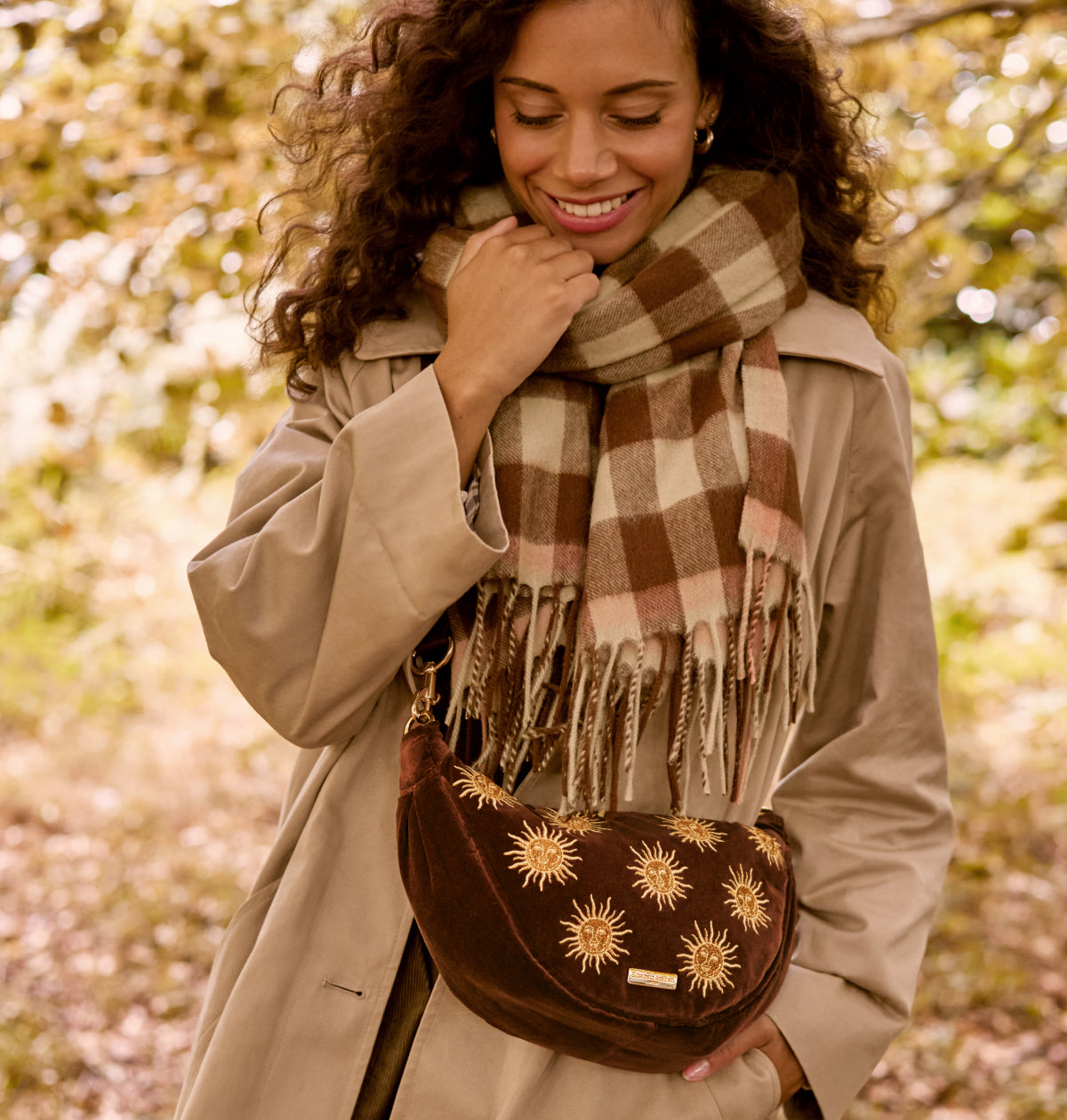 Sun Goddess Velvet Crossbody Sling Bag