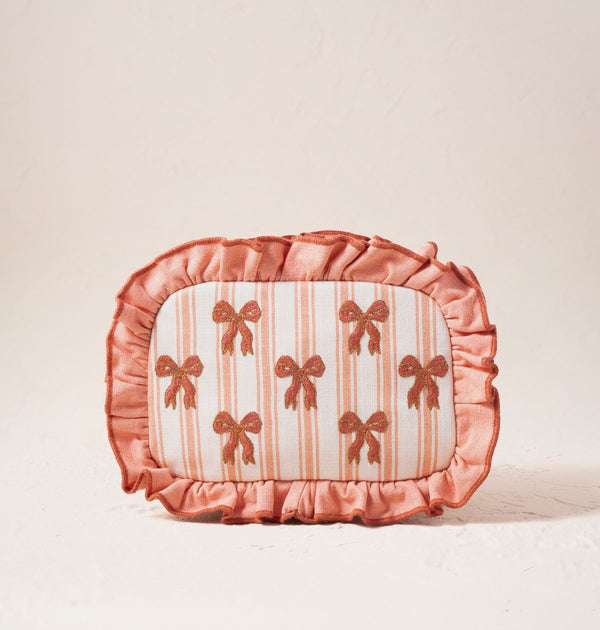 Dazzling Bows Stripe Printed Frill Makeup Bag
