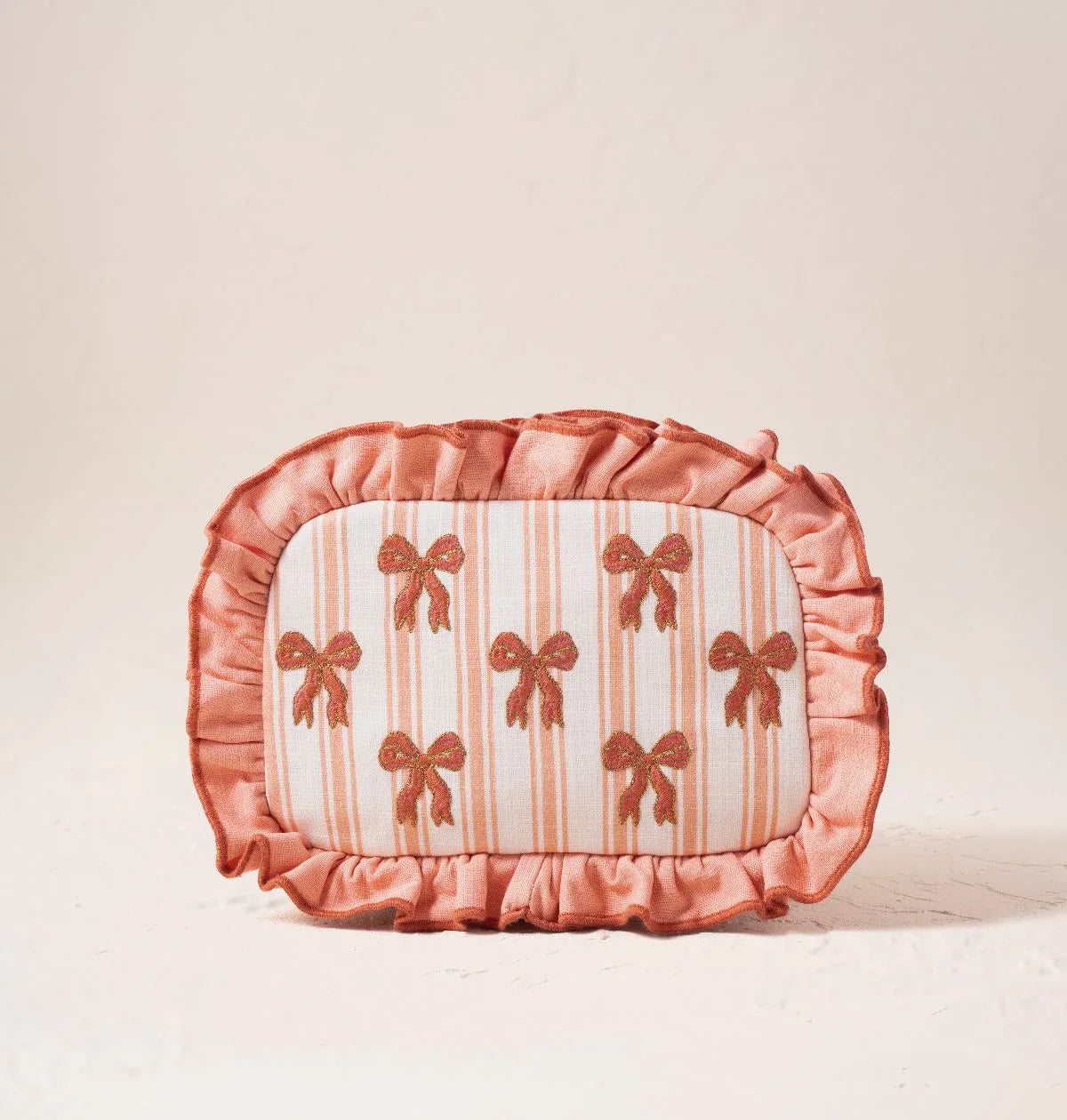 Dazzling Bows Stripe Printed Frill Makeup Bag