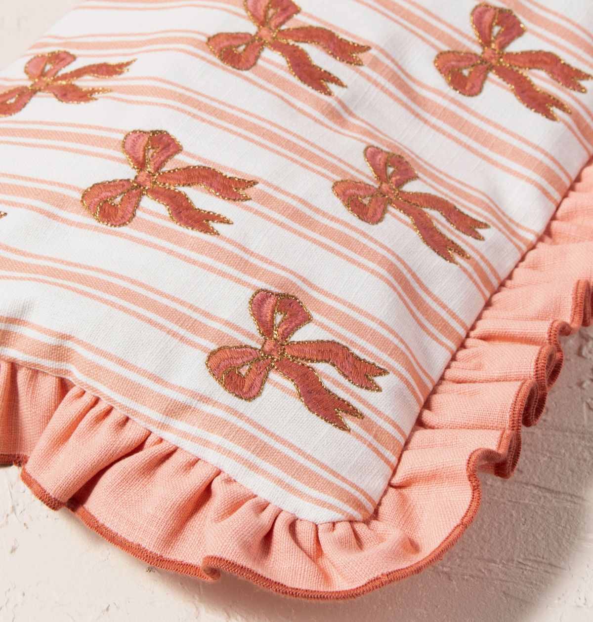 Dazzling Bows Stripe Printed Frill Pouch