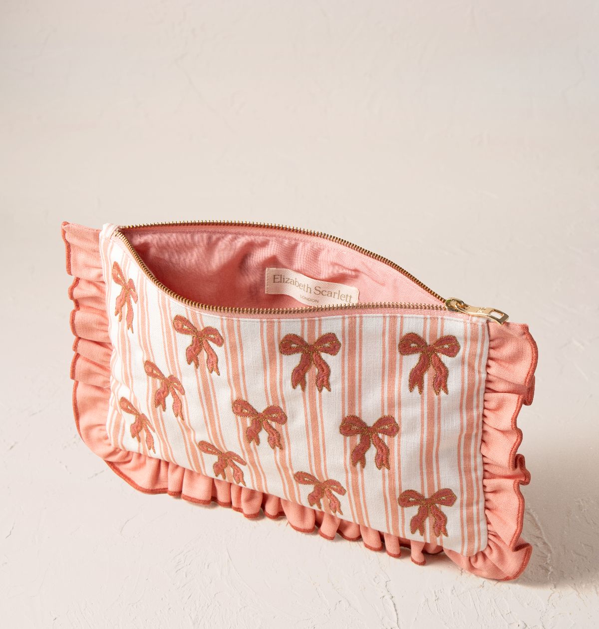 Dazzling Bows Stripe Printed Frill Pouch