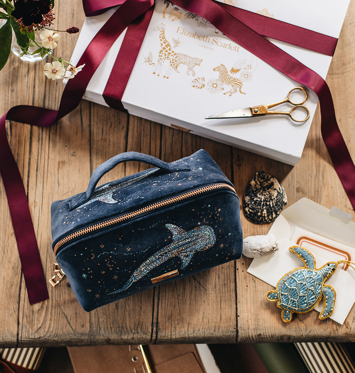 Celestial Whale Shark Open Flat Makeup Bag