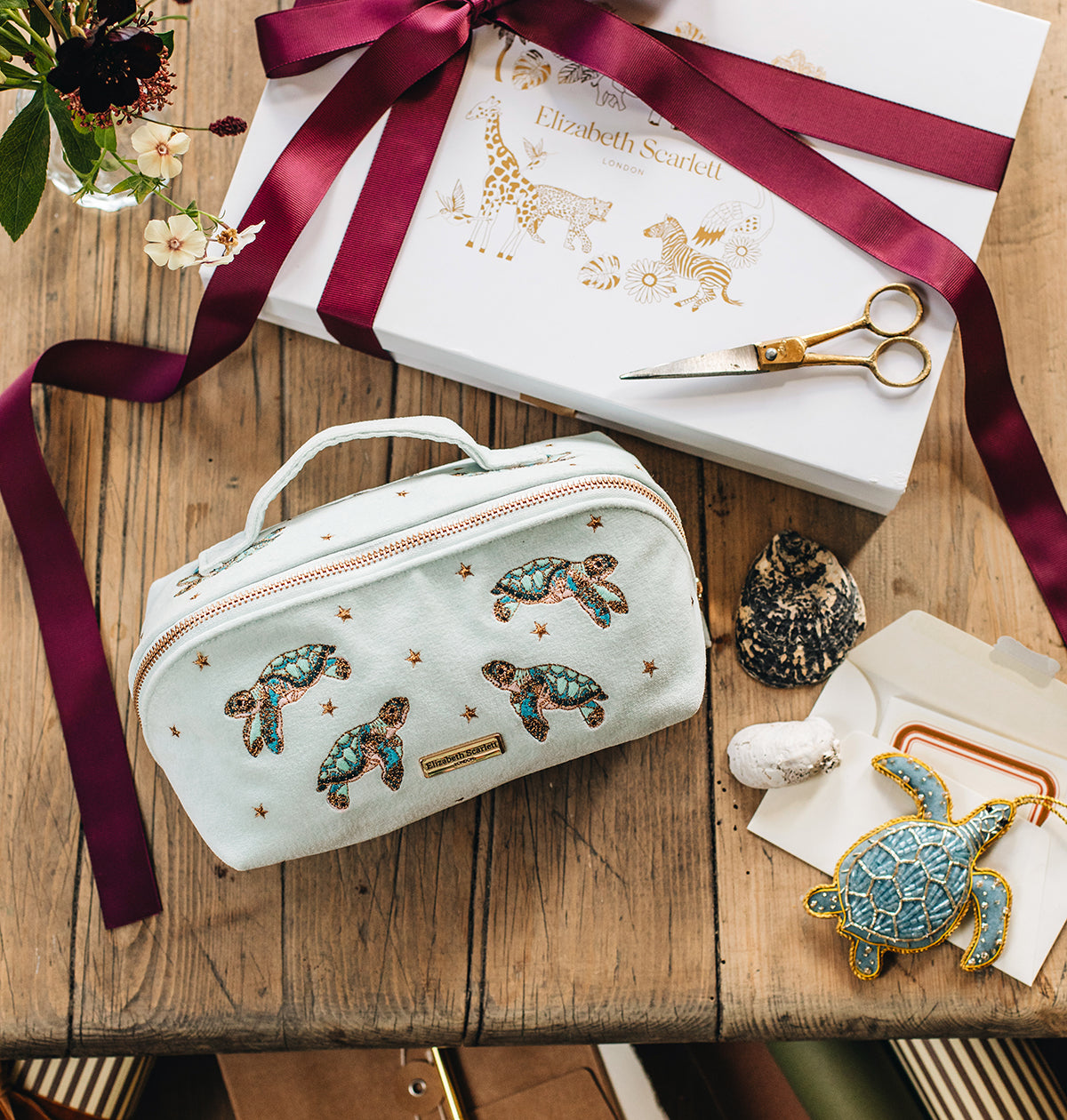 Baby Turtle Conservation Open Flat Makeup Bag