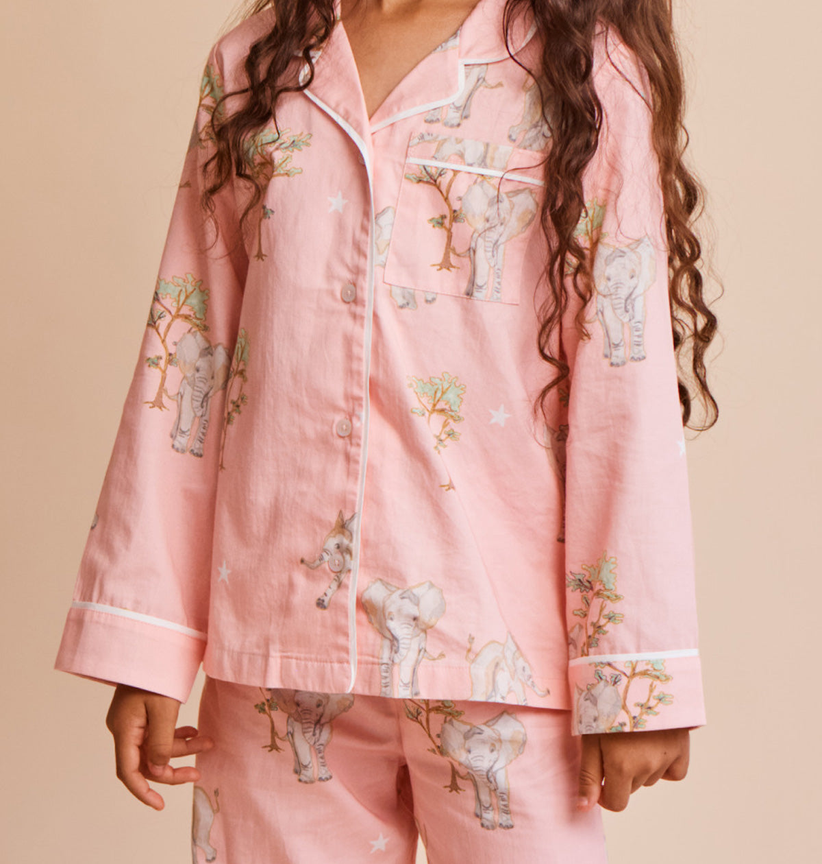 Kids' Cotton Sateen Elephant Pajamas