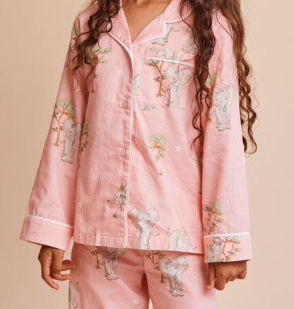 Kids' Cotton Sateen Elephant Pajamas