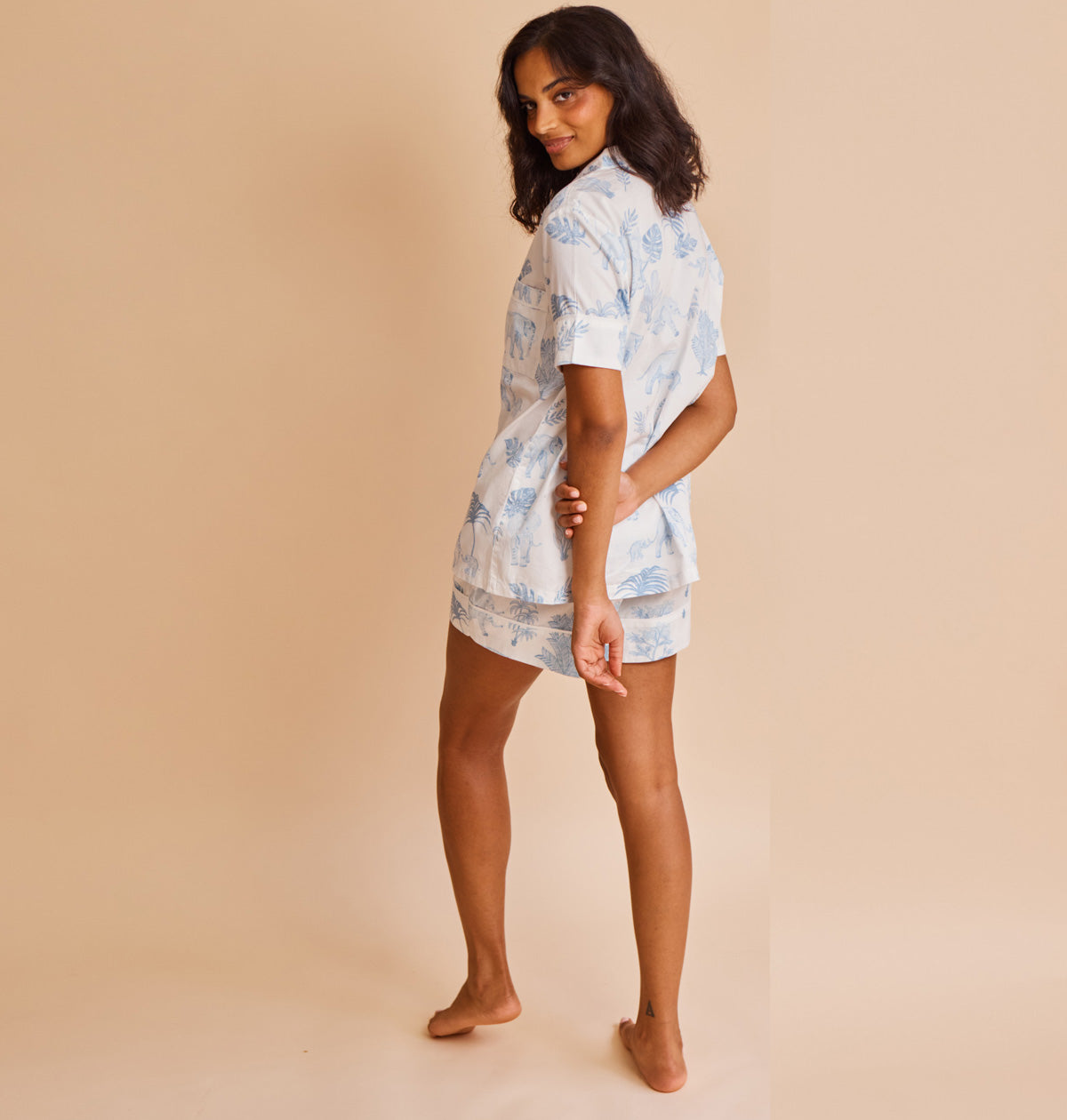 Cotton Sateen Elephants Short Pajamas