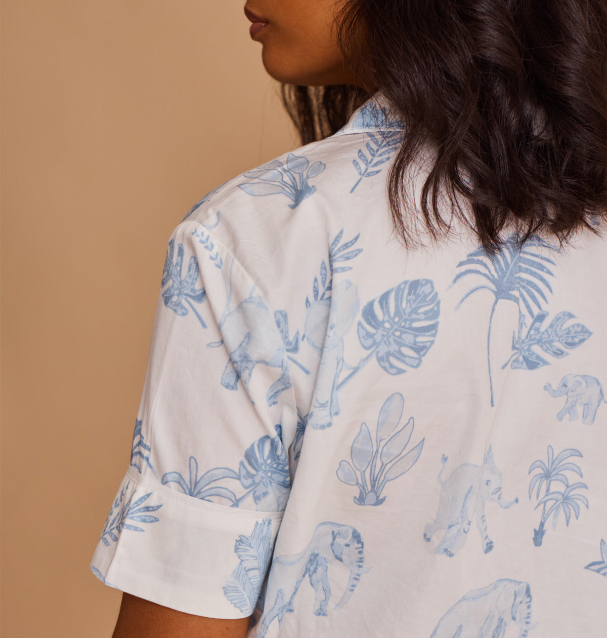 Cotton Sateen Elephants Short Pajamas