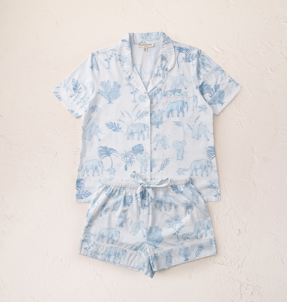 Cotton Sateen Elephants Short Pajamas