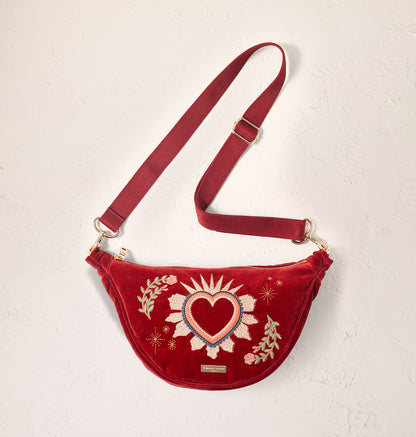 Enchanted Heart Velvet Crossbody Sling Bag